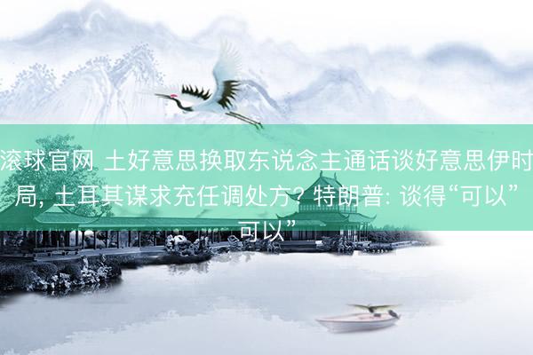 滚球官网 土好意思换取东说念主通话谈好意思伊时局， 土耳其谋求充任调处方? 特朗普: 谈得“可以”