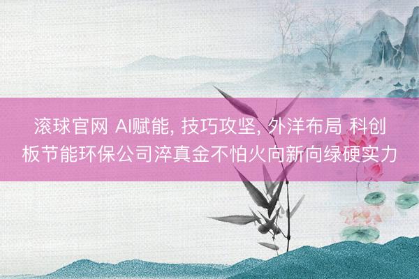 滚球官网 AI赋能, 技巧攻坚, 外洋布局 科创板节能环保公司淬真金不怕火向新向绿硬实力