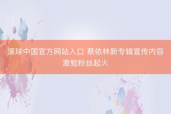 滚球中国官方网站入口 蔡依林新专辑宣传内容激勉粉丝起火