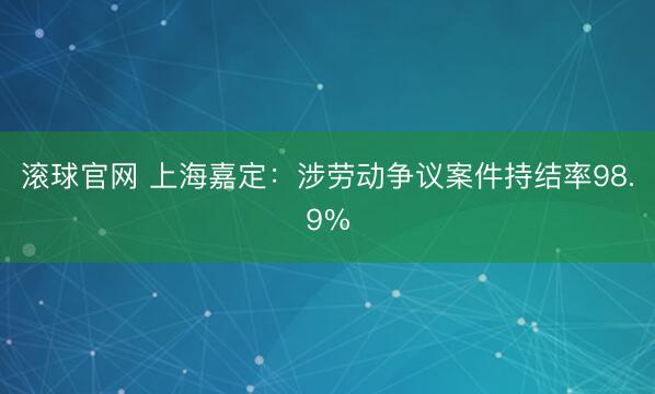 滚球官网 上海嘉定：涉劳动争议案件持结率98.9%